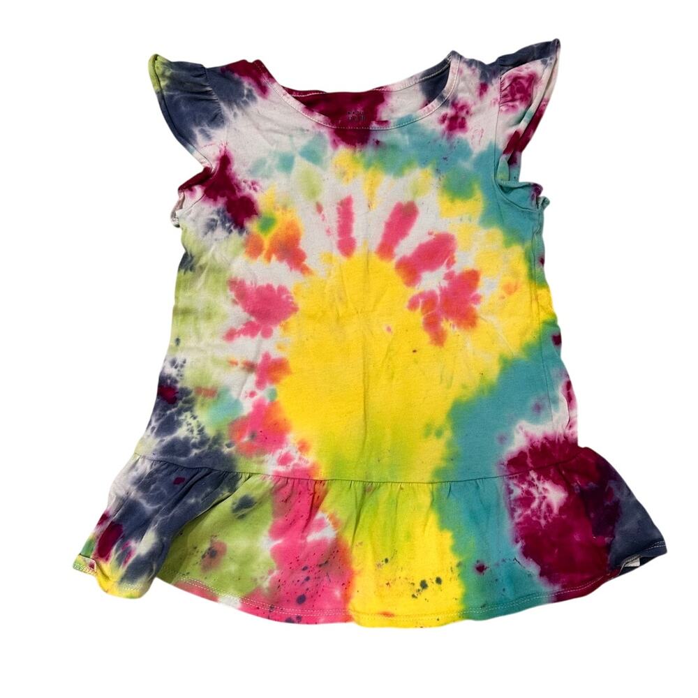 Baby Gap Colorful Tie Dye Drop Waist Flutter Hem Dress, 4T